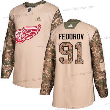 Adidas Muž Detroit Red Wings #91 Sergei Fedorov Camo Autentické 2017 Veterans Day Sešitý NHL Dres