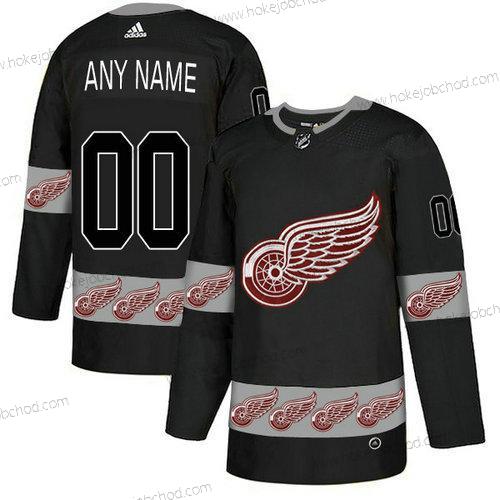 Adidas Muž Detroit Red Wings Přizpůsobené Černá Tým Logos Dres