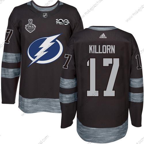 Adidas Muž Lightning #17 Alex Killorn Černá 1917-2017 100th Výročí 2020 Stanley Cup Final Sešitý NHL Dres