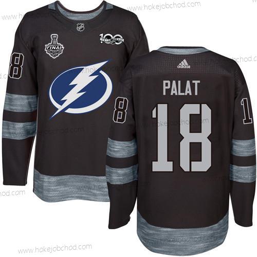 Adidas Muž Lightning #18 Ondrej Palat Černá 1917-2017 100th Výročí 2020 Stanley Cup Final Sešitý NHL Dres