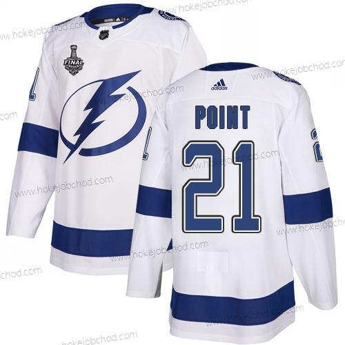 Adidas Muž Lightning #21 Brayden Point Bílý Road Autentické 2020 Stanley Cup Final Sešitý NHL Dres