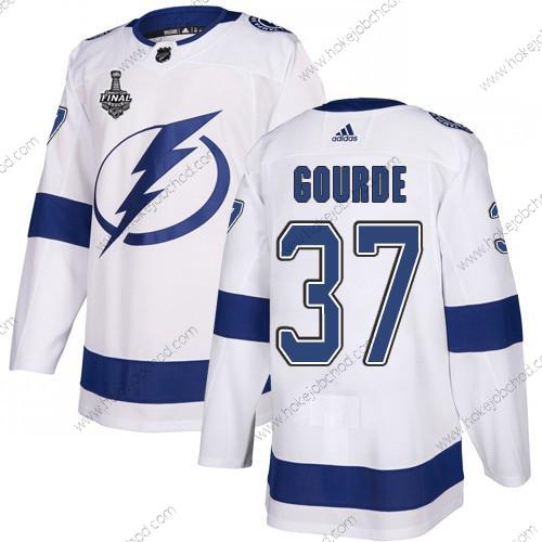 Adidas Muž Lightning #37 Yanni Gourde Bílý Road Autentické 2020 Stanley Cup Final Sešitý NHL Dres