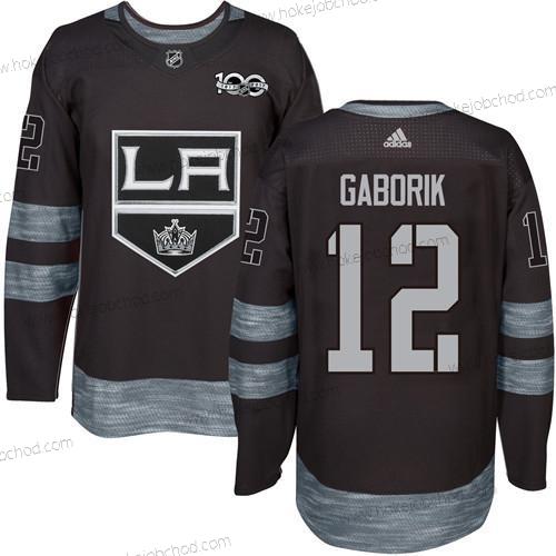 Adidas Muž Los Angeles Kings #12 Marian Gaborik Černá 1917-2017 100th Výročí Sešitý NHL Dres