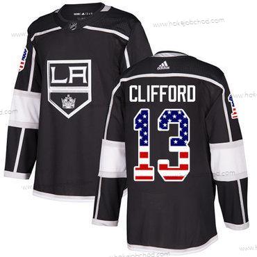 Adidas Muž Los Angeles Kings #13 Kyle Clifford Černá Domácí Autentické USA Flag Sešitý NHL Dres