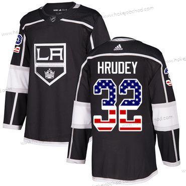 Adidas Muž Los Angeles Kings #32 Kelly Hrudey Černá Domácí Autentické USA Flag Sešitý NHL Dres