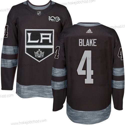 Adidas Muž Los Angeles Kings #4 Rob Blake Černá 1917-2017 100th Výročí Sešitý NHL Dres