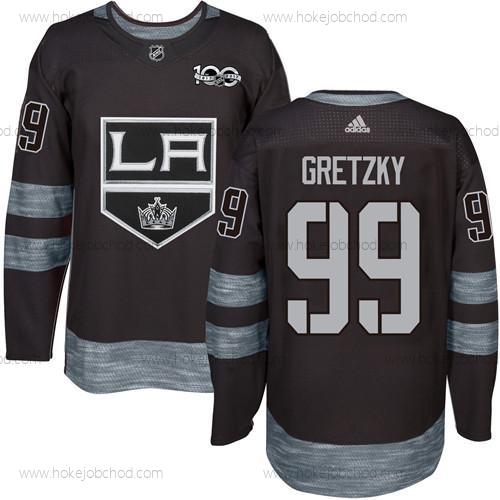 Adidas Muž Los Angeles Kings #99 Wayne Gretzky Černá 1917-2017 100th Výročí Sešitý NHL Dres