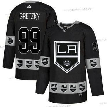 Adidas Muž Los Angeles Kings #99 Wayne Gretzky Černá Tým Logos Dres