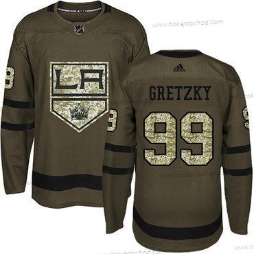 Adidas Muž Los Angeles Kings #99 Wayne Gretzky Zelená Salute to Service Sešitý NHL Dres