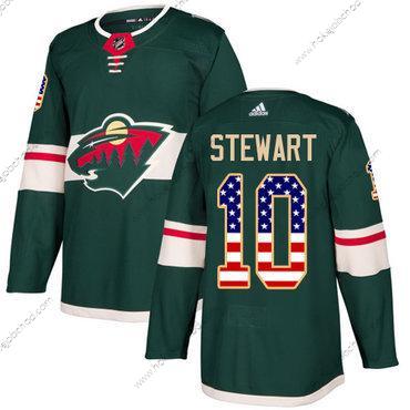 Adidas Muž Minnesota Wild #10 Chris Stewart Zelená Domácí Autentické USA Flag Sešitý NHL Dres