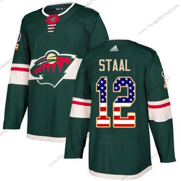 Adidas Muž Minnesota Wild #12 Eric Staal Zelená Domácí Autentické USA Flag Sešitý NHL Dres