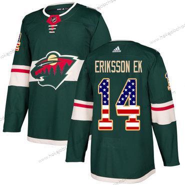 Adidas Muž Minnesota Wild #14 Joel Eriksson Ek Zelená Domácí Autentické USA Flag Sešitý NHL Dres