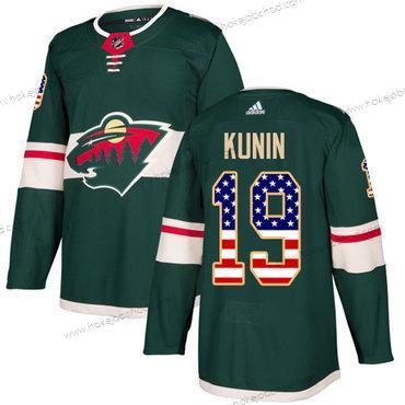 Adidas Muž Minnesota Wild #19 Luke Kunin Zelená Domácí Autentické USA Flag Sešitý NHL Dres