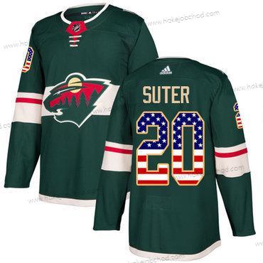 Adidas Muž Minnesota Wild #20 Ryan Suter Zelená Domácí Autentické USA Flag Sešitý NHL Dres