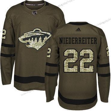 Adidas Muž Minnesota Wild #22 Nino Niederreiter Zelená Salute to Service Sešitý NHL Dres