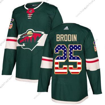 Adidas Muž Minnesota Wild #25 Jonas Brodin Zelená Domácí Autentické USA Flag Sešitý NHL Dres