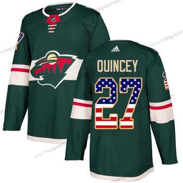 Adidas Muž Minnesota Wild #27 Kyle Quincey Zelená Domácí Autentické USA Flag Sešitý NHL Dres