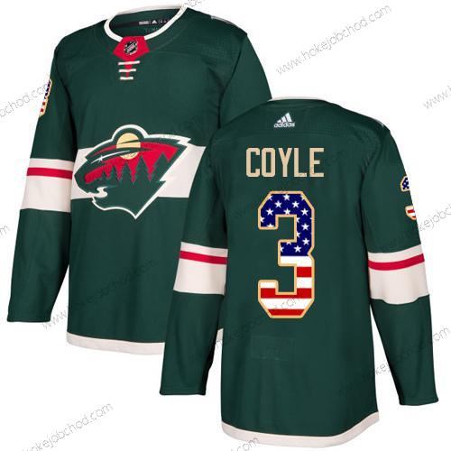 Adidas Muž Minnesota Wild #3 Charlie Coyle Zelená Domácí Autentické USA Flag Sešitý NHL Dres