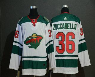 Adidas Muž Minnesota Wild #36 Mats Zuccarello Zelená Bílý Sešitý NHL Dres