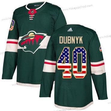 Adidas Muž Minnesota Wild #40 Devan Dubnyk Zelená Domácí Autentické USA Flag Sešitý NHL Dres