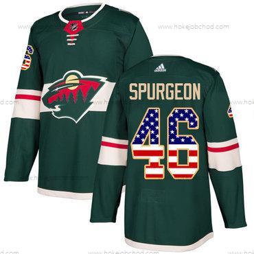 Adidas Muž Minnesota Wild #46 Jared Spurgeon Zelená Domácí Autentické USA Flag Sešitý NHL Dres