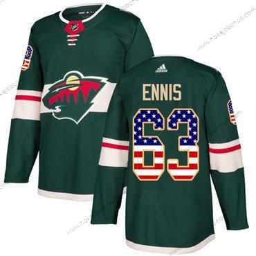 Adidas Muž Minnesota Wild #63 Tyler Ennis Zelená Domácí Autentické USA Flag Sešitý NHL Dres