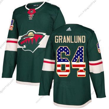 Adidas Muž Minnesota Wild #64 Mikael Granlund Zelená Domácí Autentické USA Flag Sešitý NHL Dres