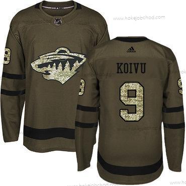 Adidas Muž Minnesota Wild #9 Mikko Koivu Zelená Salute to Service Sešitý NHL Dres