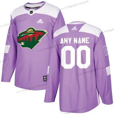 Adidas Muž Minnesota Wild Přizpůsobené Nachový Růžový Hokejový Bojuje proti rakovině Tréninkový Dres