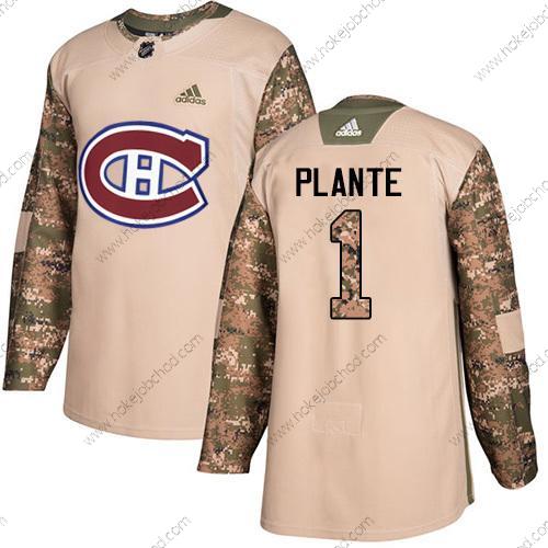 Adidas Muž Montreal Canadiens #1 Jacques Plante Camo Autentické 2017 Veterans Day Sešitý NHL Dres