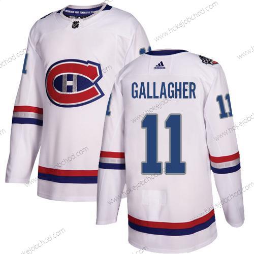 Adidas Muž Montreal Canadiens #11 Brendan Gallagher Bílý Autentické 1917-2017 100th Klasický Sešitý NHL Dres