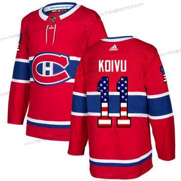 Adidas Muž Montreal Canadiens #11 Saku Koivu Červené Domácí Autentické USA Flag Sešitý NHL Dres