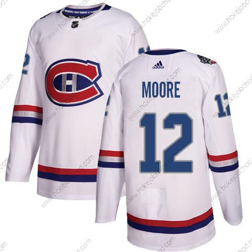 Adidas Muž Montreal Canadiens #12 Dickie Moore Bílý Autentické 1917-2017 100th Klasický Sešitý NHL Dres