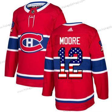 Adidas Muž Montreal Canadiens #12 Dickie Moore Červené Domácí Autentické USA Flag Sešitý NHL Dres