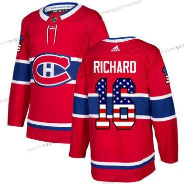 Adidas Muž Montreal Canadiens #16 Henri Richard Červené Domácí Autentické USA Flag Sešitý NHL Dres