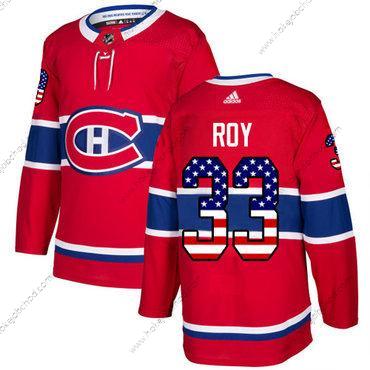 Adidas Muž Montreal Canadiens #33 Patrick Roy Červené Domácí Autentické USA Flag Sešitý NHL Dres