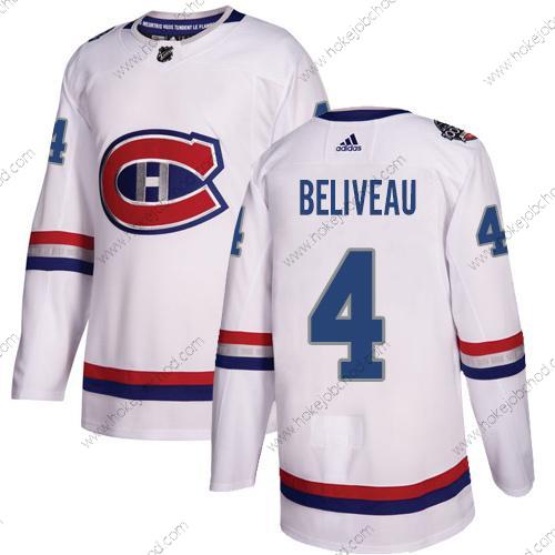 Adidas Muž Montreal Canadiens #4 Jean Beliveau Bílý Autentické 1917-2017 100th Klasický Sešitý NHL Dres