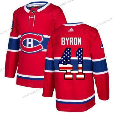 Adidas Muž Montreal Canadiens #41 Paul Byron Červené Domácí Autentické USA Flag Sešitý NHL Dres