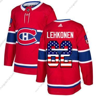 Adidas Muž Montreal Canadiens #62 Artturi Lehkonen Červené Domácí Autentické USA Flag Sešitý NHL Dres