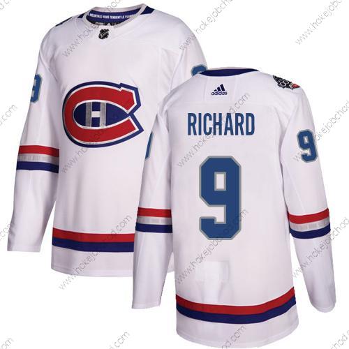 Adidas Muž Montreal Canadiens #9 Maurice Richard Bílý Autentické 1917-2017 100th Klasický Sešitý NHL Dres