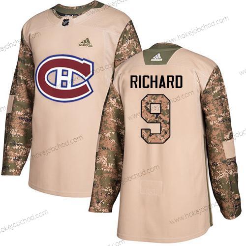 Adidas Muž Montreal Canadiens #9 Maurice Richard Camo Autentické 2017 Veterans Day Sešitý NHL Dres