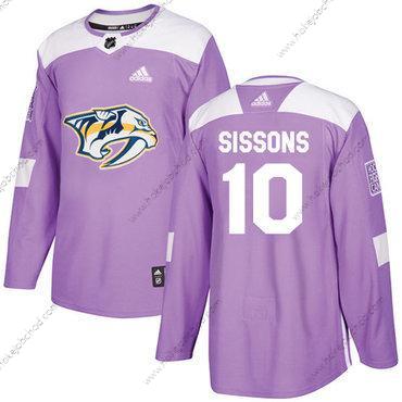 Adidas Muž Nashville Predators #10 Colton Sissons Nachový Autentické Bojuje proti rakovině Sešitý NHL Dres