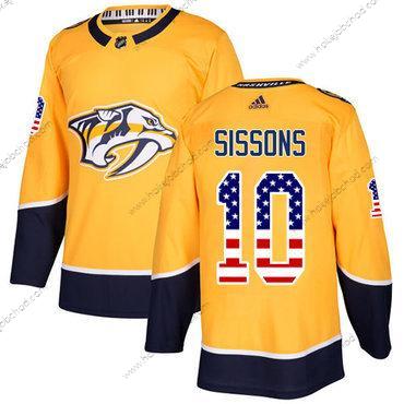 Adidas Muž Nashville Predators #10 Colton Sissons Žlutá Domácí Autentické USA Flag Sešitý NHL Dres