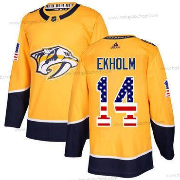 Adidas Muž Nashville Predators #14 Mattias Ekholm Žlutá Domácí Autentické USA Flag Sešitý NHL Dres