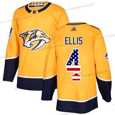 Adidas Muž Nashville Predators #4 Ryan Ellis Žlutá Domácí Autentické USA Flag Sešitý NHL Dres