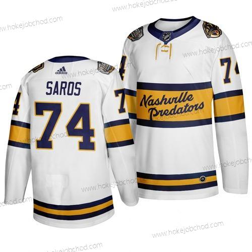 Adidas Muž Nashville Predators 74 Juuse Saros Bílý 2020 Zimní Klasický Dres