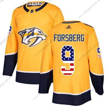 Adidas Muž Nashville Predators #9 Filip Forsberg Žlutá Domácí Autentické USA Flag Sešitý NHL Dres