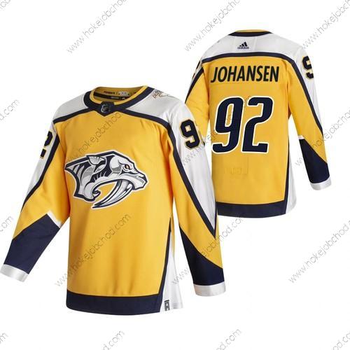 Adidas Muž Nashville Predators #92 Ryan Johansen Žlutá 2020-21 Obrácený Retro Náhradní NHL Dres