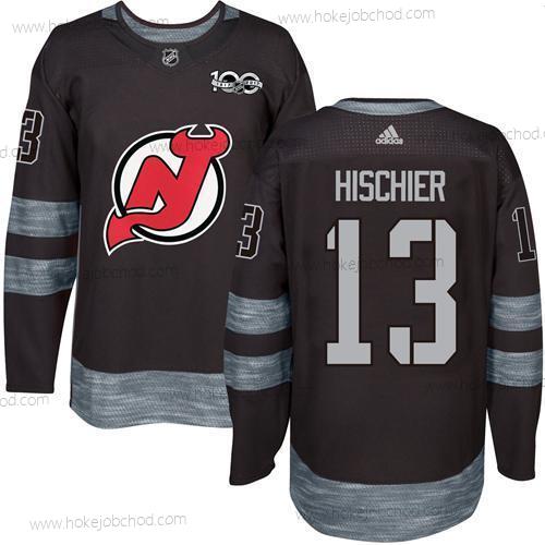 Adidas Muž New Dres Devils #13 Nico Hischier Černá 1917-2017 100th Výročí Sešitý NHL Dres