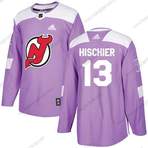 Adidas Muž New Dres Devils #13 Nico Hischier Nachový Autentické Bojuje proti rakovině Sešitý NHL Dres